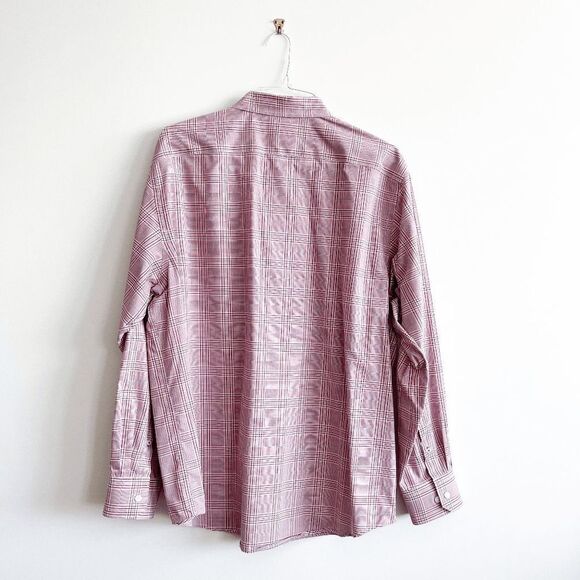 IZOD Mens No Iron Shirt Long Sleeve Button Down Red Plaid XL - Picture 4 of 8